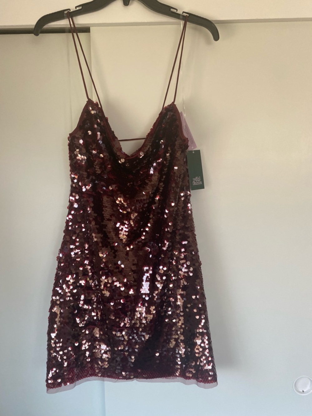 Wild Fable Women's Sleeveless Paillette Mini Sheath Dress in Burgundy